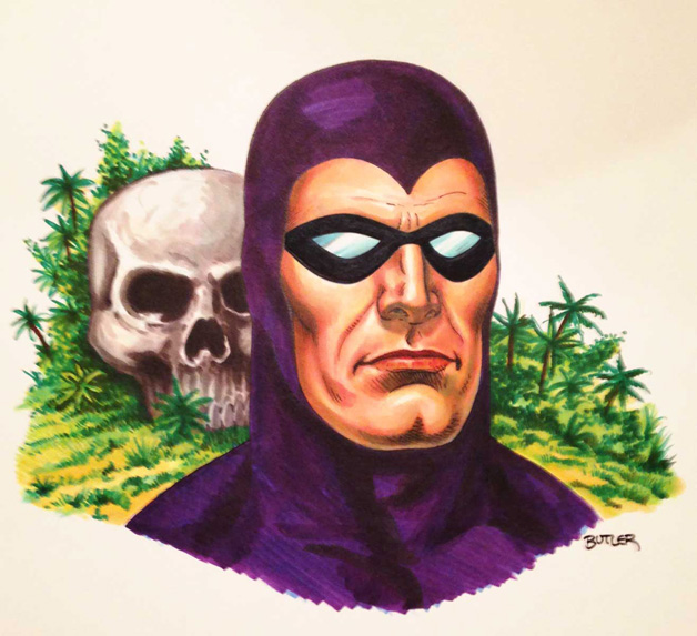 The Phantom with skull in background, Copic Marker Drawing