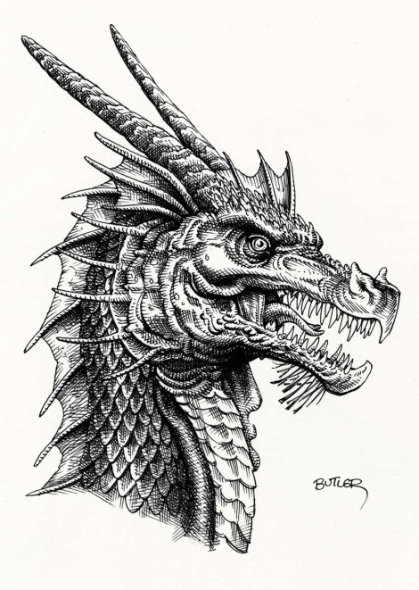 Dragon – Convention Sketch – Pen & Ink 2017