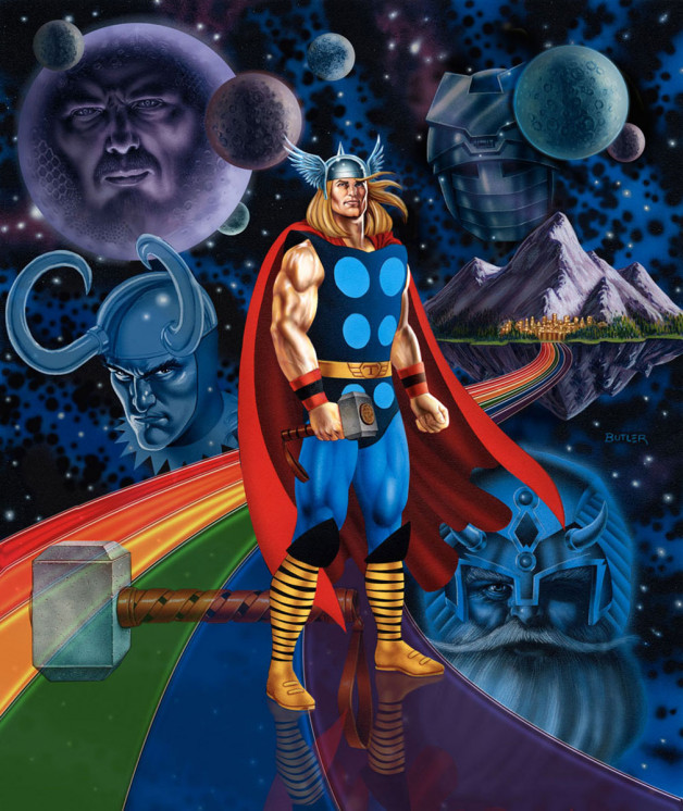 The Mighty Thor The Gamer’s Handbook of the Marvel Universe 1991 Update Airbrush on board 2010