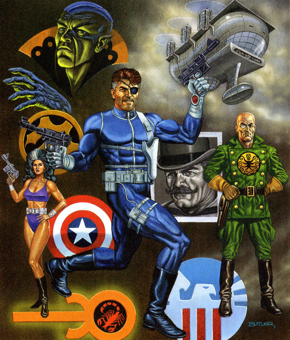 Nick Fury Agent of S.H.I.E.L.D. The Gamer’s Handbook of the Marvel Universe 1992 Update Acrylic on canvas 1992
