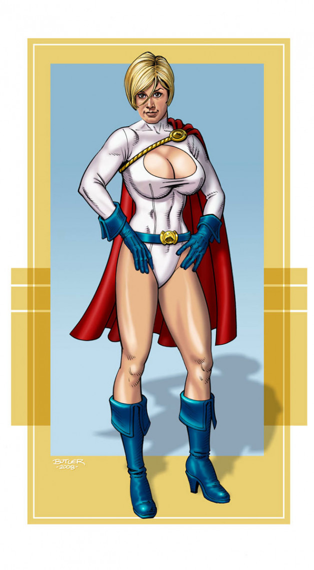Cherise as Power Girl Commission Brush, Ink and Photoshop Colors 2008