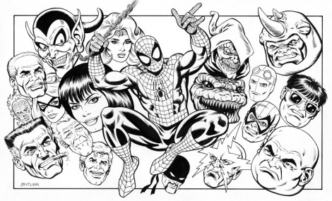 Spider-Man Character Montage TSR, Inc. Brush and Ink 1989